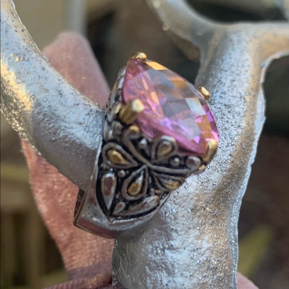 SOLD SOLD❤️ Pink Checkerboard SS ring. Sz 6. Pink CZ - Picture 8 of 11